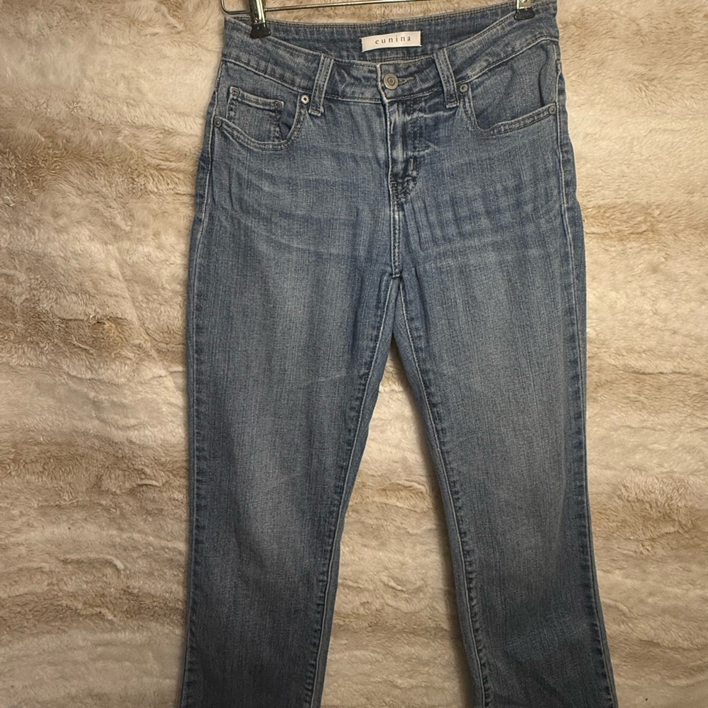 Ankle Straight Leg Jeans with Faded Look